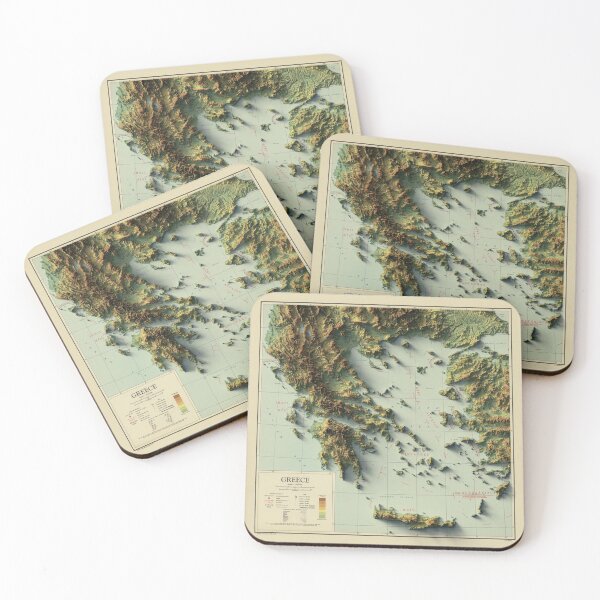 Item preview, 1948 Greece Relief Map 3D digitally-rendered designed and sold by ThinkAboutMaps.