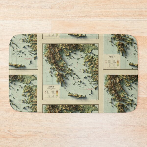 Item preview, 1948 Greece Relief Map 3D digitally-rendered designed and sold by ThinkAboutMaps.