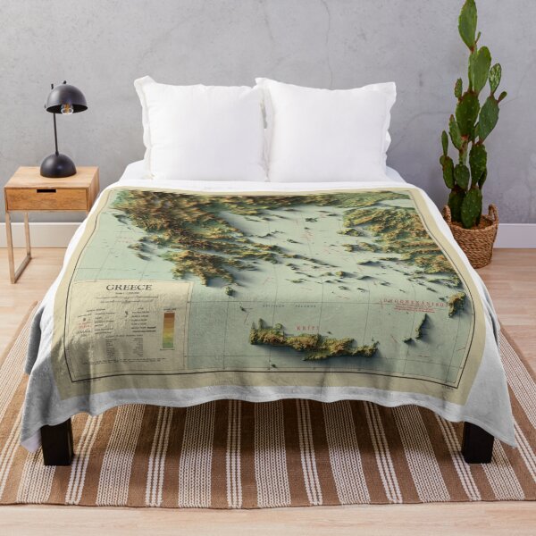 Item preview, 1948 Greece Relief Map 3D digitally-rendered designed and sold by ThinkAboutMaps.