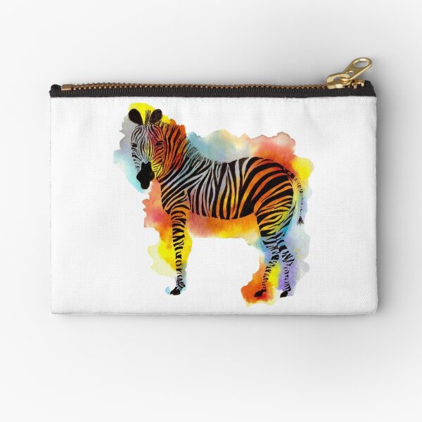 Think Zebras - Rainbow Watercolor Zebra Zipper Pouch