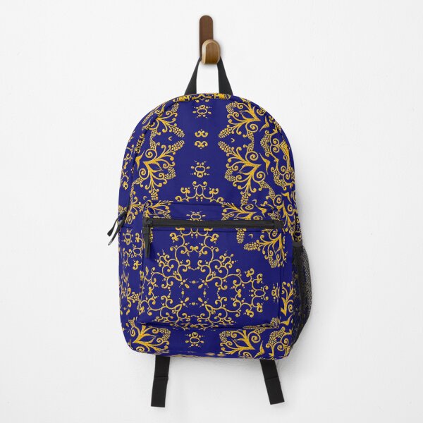 Item preview, golden mandala pattern on the dark blue background designed and sold by MandalaFlowerArt.