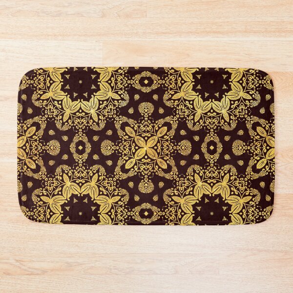 Item preview, golden flowers on the brown background designed and sold by MandalaFlowerArt.