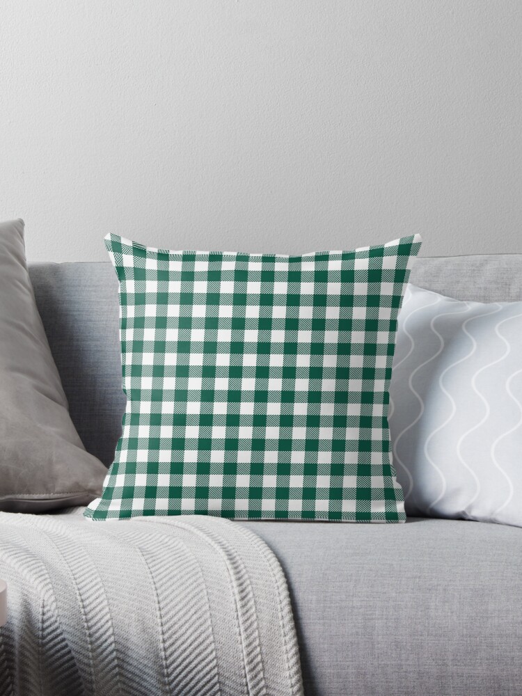 Small Checkered - White and Green Floor Pillow by