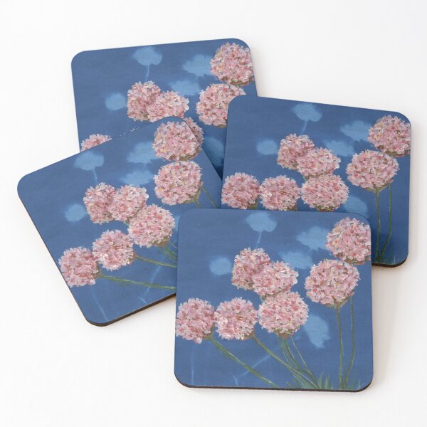 Item preview, Seapinks in gouache on cyanotype designed and sold by LymphomaLass.