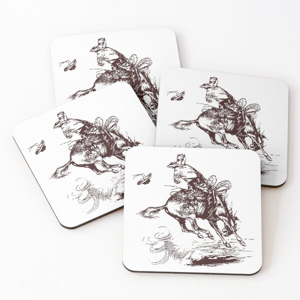 Artikelvorschau, Cowboy auf Bucking Bronco Vintage Illustration entworfen und verkauft von smnessen.
