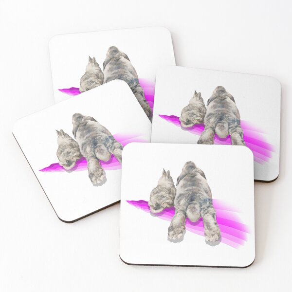 Item preview, Cute bunny butt painting riding a rainbow pink wave designed and sold by Studio Fluffle.