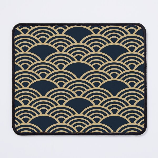 Item preview, Wagara Traditional Japanese Blue and Tan Wave Pattern designed and sold by KrisSidDesigns.