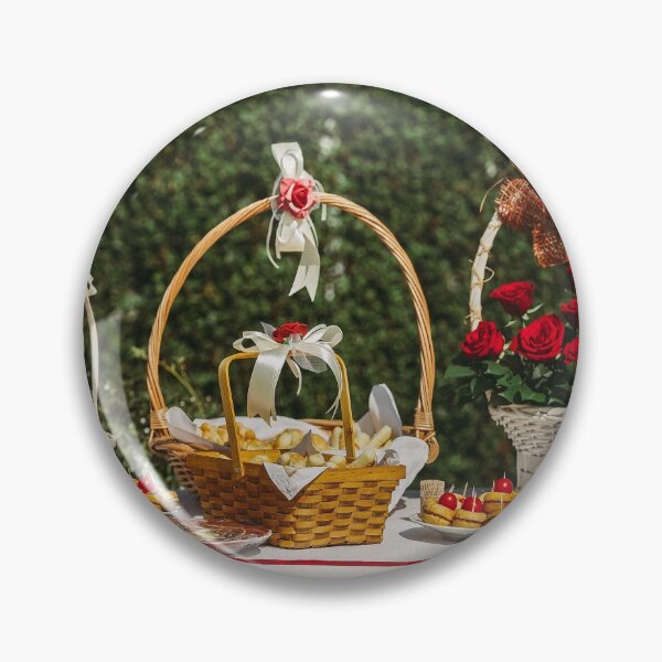 Item preview, PICNIC WICKER BASKET TABLE BAKED GOODS DESSERT HOMEMADE BREAD FOOD COOKIE FLOWER designed and sold by MonArtisteSam.