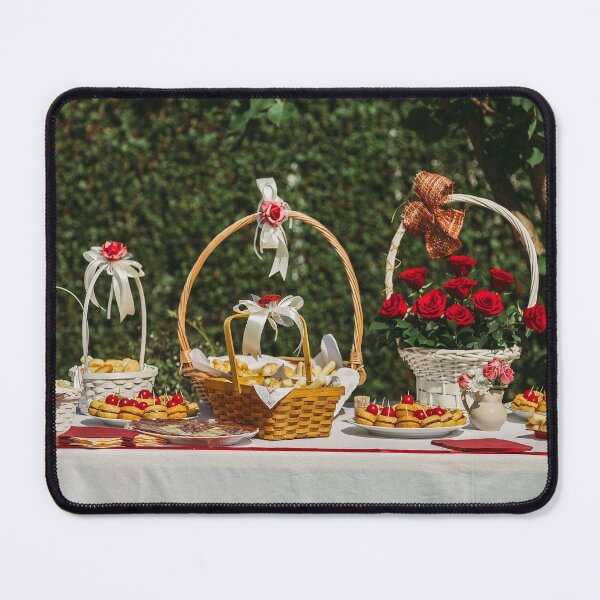 Item preview, PICNIC WICKER BASKET TABLE BAKED GOODS DESSERT HOMEMADE BREAD FOOD COOKIE FLOWER designed and sold by MonArtisteSam.