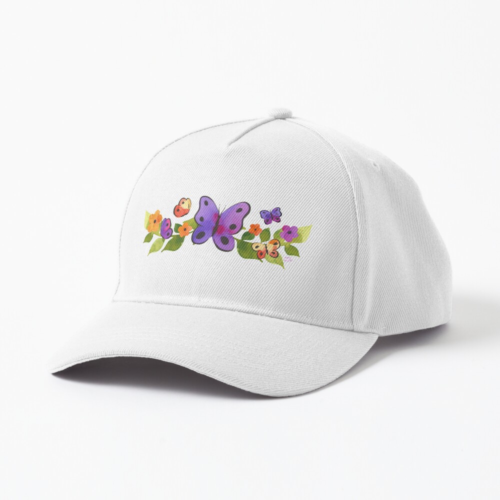 Watercolor Butterfly Floral Cap