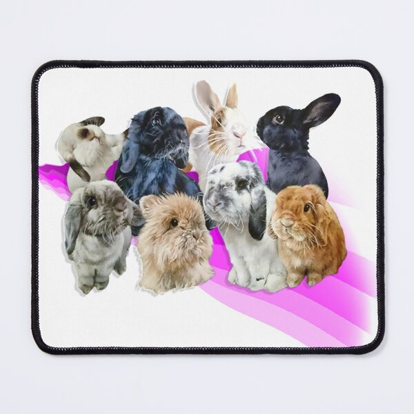 Item preview, Beautiful collection of bunnies riding a rainbow pink wave designed and sold by Studio Fluffle.