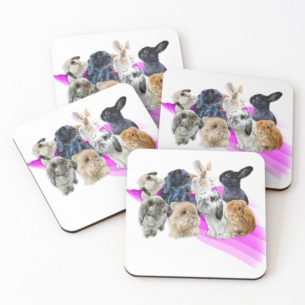 Item preview, Beautiful collection of bunnies riding a rainbow pink wave designed and sold by Studio Fluffle.