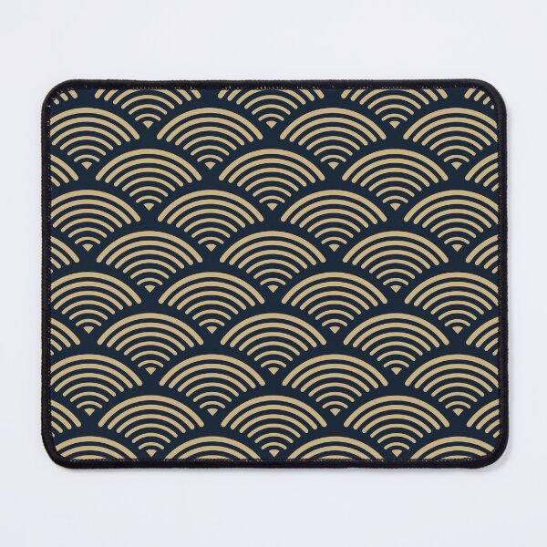 Item preview, Wagara Traditional Japanese Blue and Tan Seigaiha Pattern designed and sold by KrisSidDesigns.