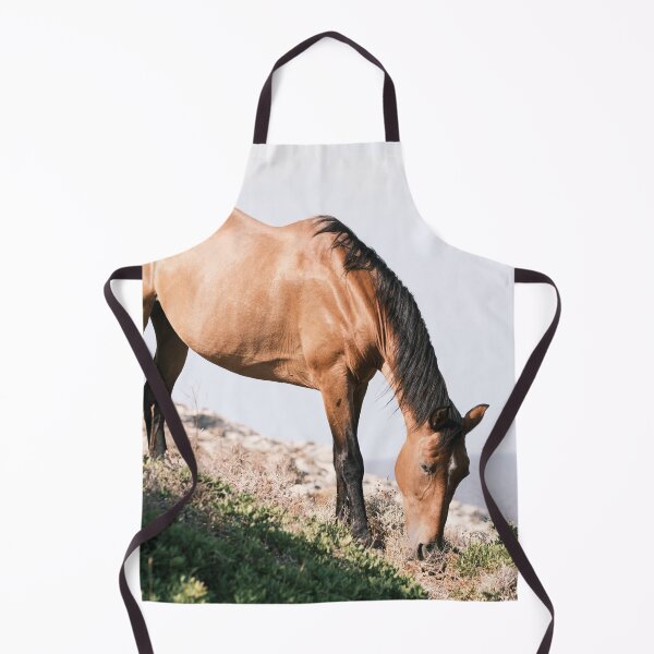 Item preview, Golden Brown Horse grazing with an ocean view designed and sold by mhailittlearts.