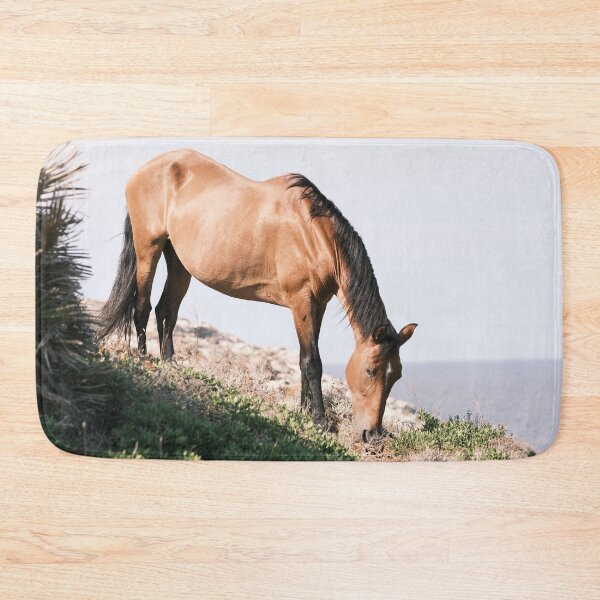Item preview, Golden Brown Horse grazing with an ocean view designed and sold by mhailittlearts.