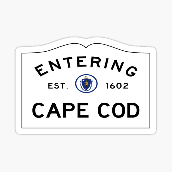 Entering Cape Cod Road Sign - Cape Cod, Massachusetts Sticker