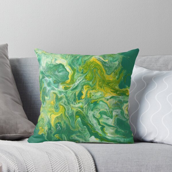 Aperçu de l'œuvre Fluid Art Vert, Jaune et Blanc créée et vendue par Cleave.