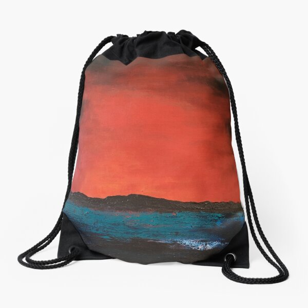 Red Sunset Drawstring Bag