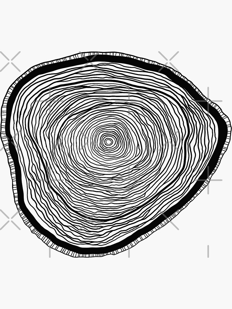 "wood slice drawing" Sticker for Sale by tjldesign Redbubble
