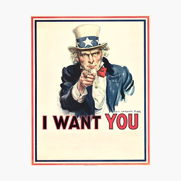 Item preview, Je vous veux affiche, oncle Sam veut vous imprimer, Art mural imprimable designed and sold by IvintageArt.