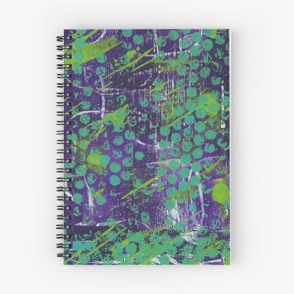 Item preview, Neon Grunge, Teal Dots on Green & Purple, Gelli Print, Abstract Art designed and sold by ReinyBrain.