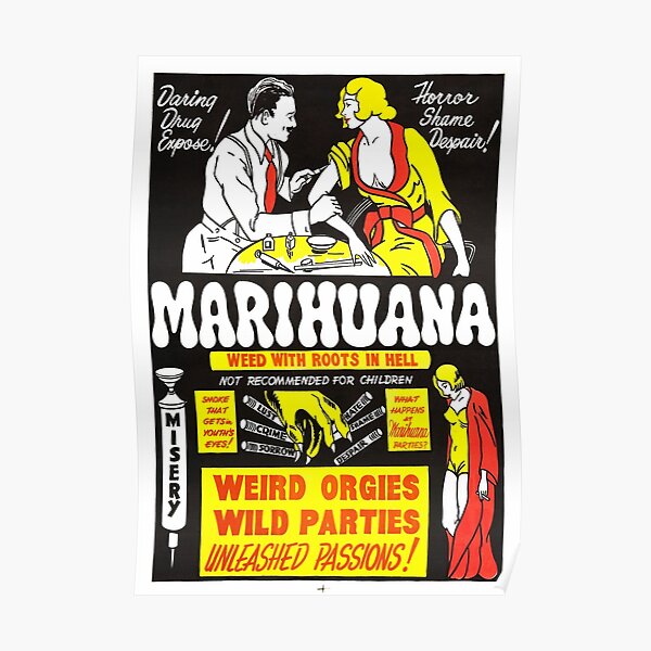 Marihuana (Marijuana) - Weed with Roots in Hell Vintage Anti-Pot Drug Poster Poster