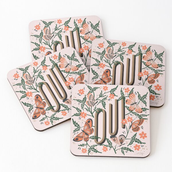 Item preview, Oui Butterflies – Coral & Green designed and sold by Cat Coquillette.