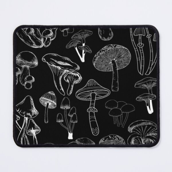 Mushroom Fungi Pattern (in white) Mouse Pad