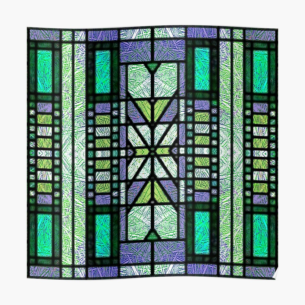 Stained Glass Art Deco Pattern In Mauve And Green Sticker For Sale By Patriciannek Redbubble