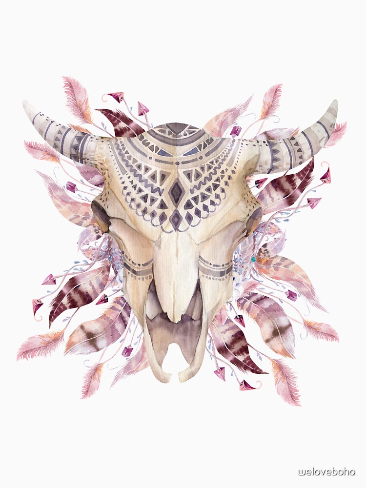 Cow skull with feathers de weloveboho