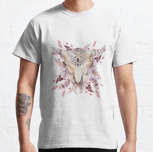 Cow skull with feathers Classic T-Shirt