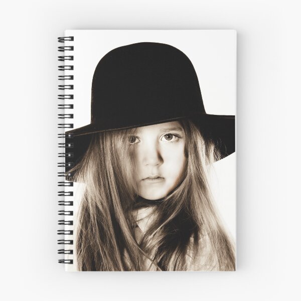 Item preview, LIttle girl posing like a model in mother's hat, isolated on white background designed and sold by Alexander Sorokopud.