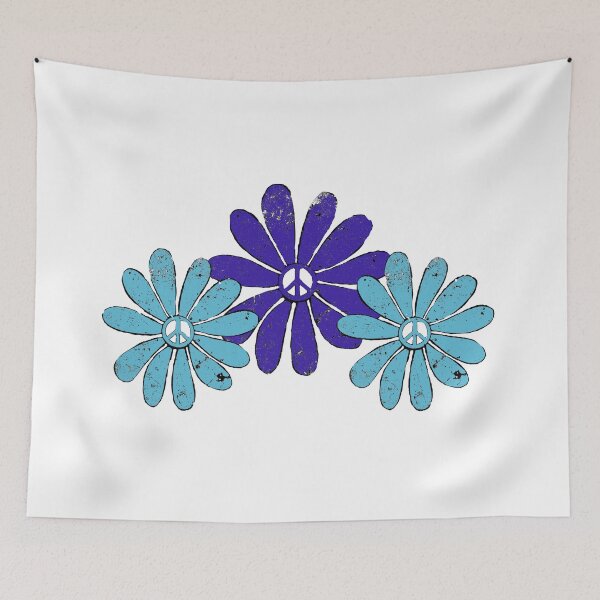 Item preview, Hippie Peace Sign Flower Power Purple Aqua Distressed Look designed and sold by Swigalicious.