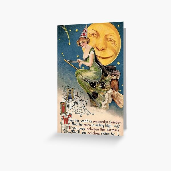 Item preview, Victorian Halloween Witch Illustration Holliday Card  designed and sold by Bellathewilde.