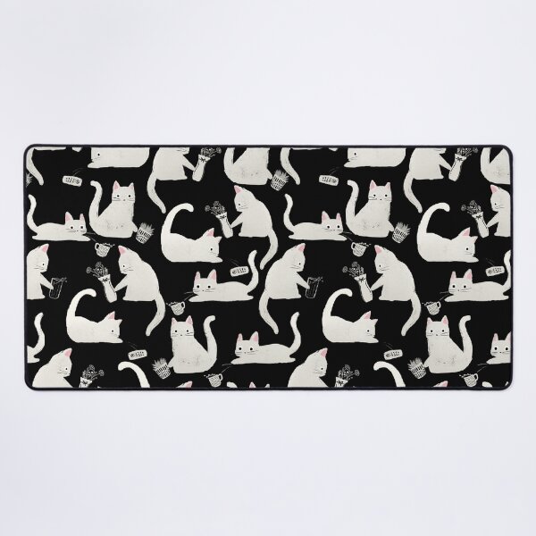 Item preview, Bad Cats Knocking Stuff Over, White Cats on Black designed and sold by tanyadraws.