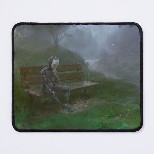 Item preview, Bob, Burton Gray's painting of a sad robot sitting in the rain designed and sold by Burton Gray.