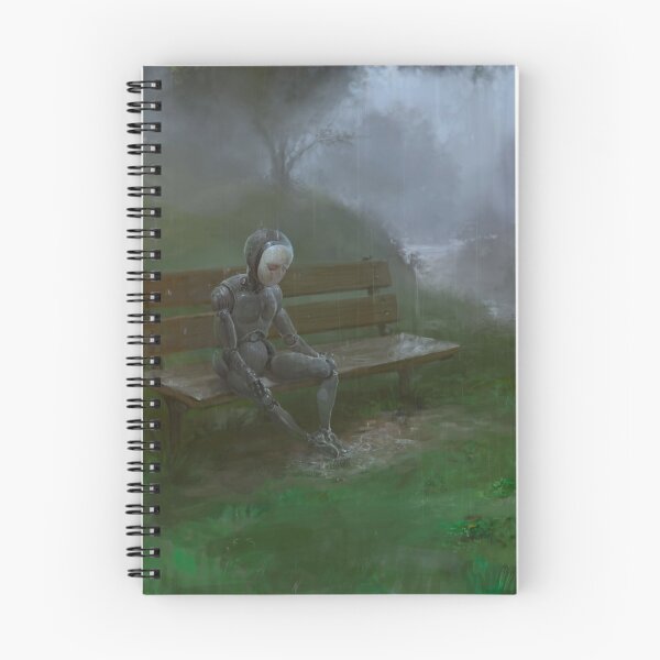 Item preview, Bob, Burton Gray's painting of a sad robot sitting in the rain designed and sold by Burton Gray.