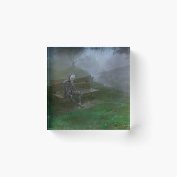 Item preview, Bob, Burton Gray's painting of a sad robot sitting in the rain designed and sold by Burton Gray.