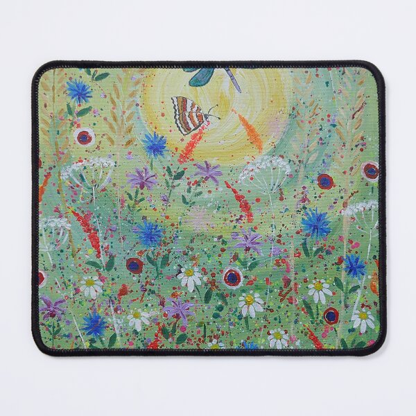 Item preview, Dragonfly among flowers in a green sunlit meadow designed and sold by Casimirasart.