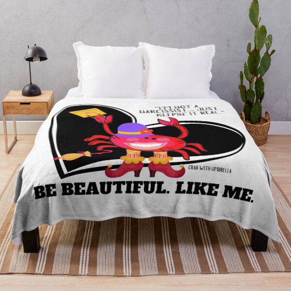 Item preview,  CUTE FUNNY CARTOON FUCHSIA  RED PINK CRAB WITH UMBRELLA TEXT #4 (I’M NOT A NARCISSIST/ BLACK HEART)  designed and sold by EllieMonroe.