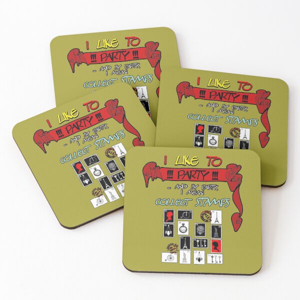 Item preview, I like to PARTY - and by party, I mean COLLECT STAMPS funny designed and sold by SolidEarthArt.