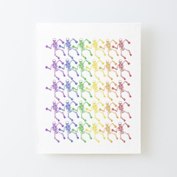 Dancing  Rainbow Skeletons Canvas Mounted Print