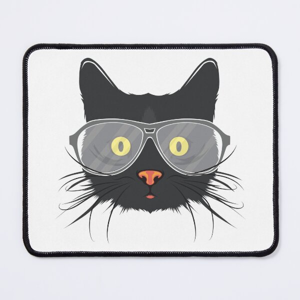 Item preview, Mustached black cat with glasses designed and sold by InstaCreatives.