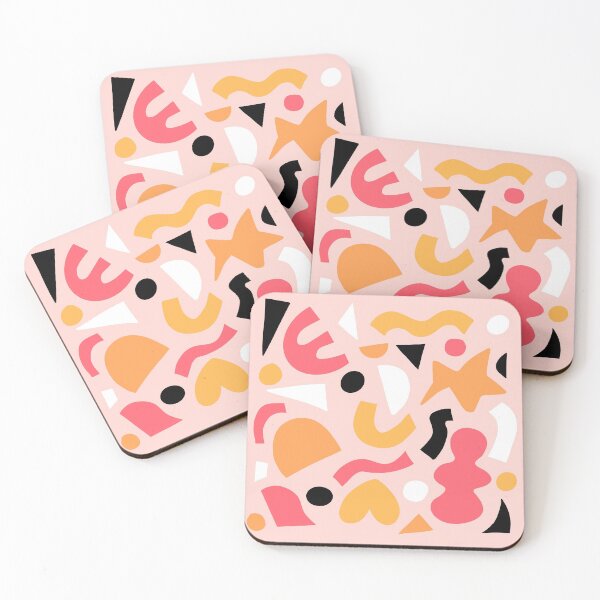 Item preview, Abstract shapes Pink Yellow Orange designed and sold by colortheoryshop.