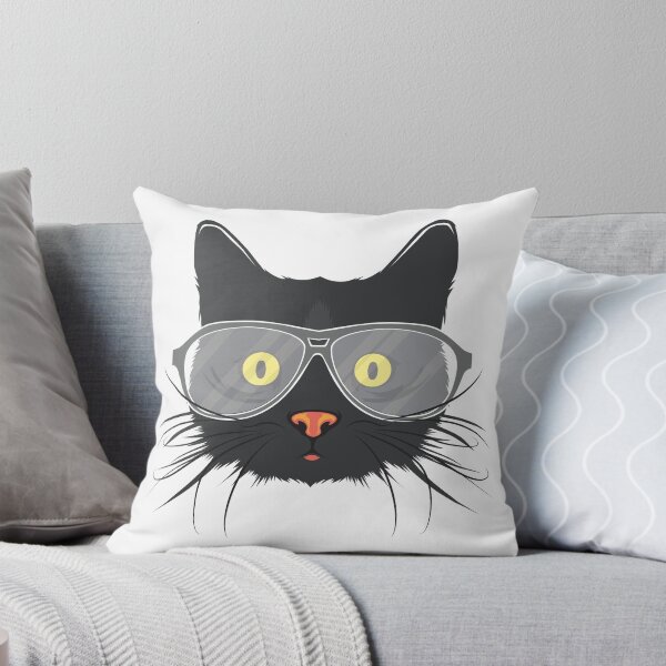 Item preview, Mustached black cat with glasses designed and sold by InstaCreatives.