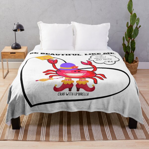 Item preview,  CUTE FUNNY CARTOON FUCHSIA  RED PINK CRAB WITH UMBRELLA TEXT #4 (I’M NOT A NARCISSIST/ WHITE HEART)  designed and sold by EllieMonroe.