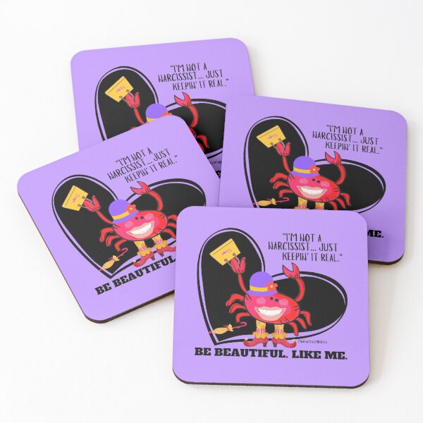 Item preview,  CUTE FUNNY CARTOON FUCHSIA  RED PINK CRAB WITH UMBRELLA TEXT #4 (I’M NOT A NARCISSIST/BLK HEART/lavender)  designed and sold by EllieMonroe.