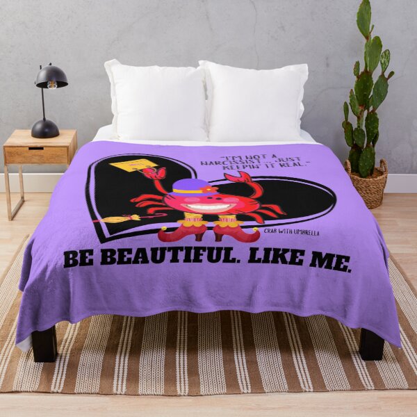 Item preview,  CUTE FUNNY CARTOON FUCHSIA  RED PINK CRAB WITH UMBRELLA TEXT #4 (I’M NOT A NARCISSIST/BLK HEART/lavender)  designed and sold by EllieMonroe.