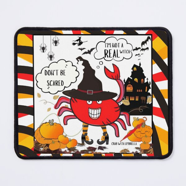 Item preview, CRAB WITH UMBRELLA (HALLOWEEN WITCH) With Border designed and sold by EllieMonroe.