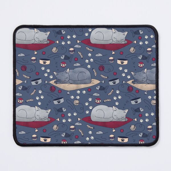 Item preview, Sleepy Cat Dreams Pattern, Blue Grey designed and sold by tanyadraws.